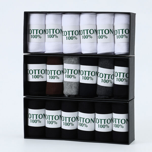 Al Thuraya 100% Pure Cotton Crew Socks for Men – Breathable, Deodorizing, Soft & Durable – 6 Pairs Gift Box – Black, White, Gray, Brown